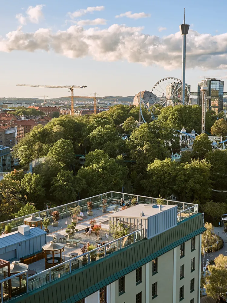 View over Liseberg anf Gothia towers in central part of Gothenburg